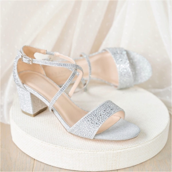 INES, ezüstszínű glitter cipő