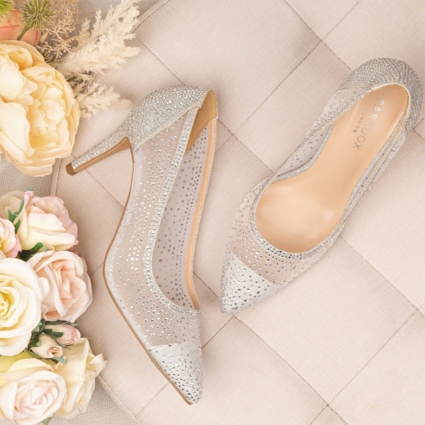 KINGSTON, ezüstszínű glitter cipő