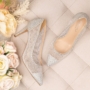 Kép 1/6 - KINGSTON, ezüstszínű glitter cipő